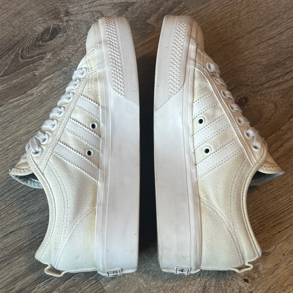 Adidas Nizza Platform Low Sneakers‎ Triple White Womens 8 UK 6.5 EU 40 - Picture 3 of 10